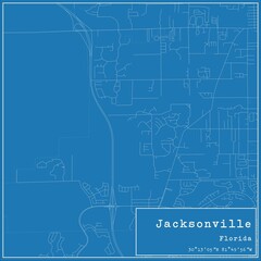 Fototapeta premium Blueprint US city map of Jacksonville, Florida.