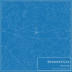 Blueprint US city map of Greenville, Florida.