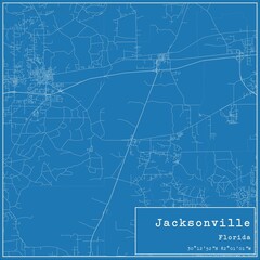 Blueprint US city map of Jacksonville, Florida.