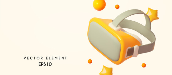 VR helmet. 3D game equipment element. Futuristic technology.