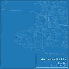Naklejka premium Blueprint US city map of Jacksonville, Florida.