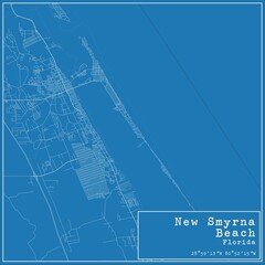 Blueprint US city map of New Smyrna Beach, Florida.