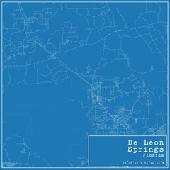 Blueprint US city map of De Leon Springs, Florida.