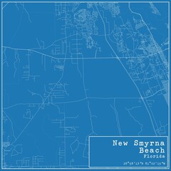 Naklejka premium Blueprint US city map of New Smyrna Beach, Florida.