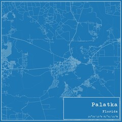 Blueprint US city map of Palatka, Florida.