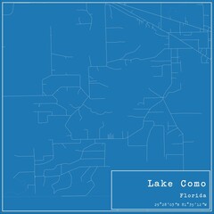Blueprint US city map of Lake Como, Florida.
