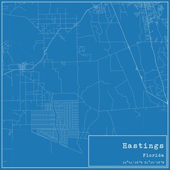 Blueprint US city map of Hastings, Florida.