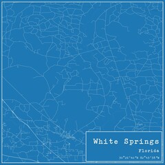 Blueprint US city map of White Springs, Florida.