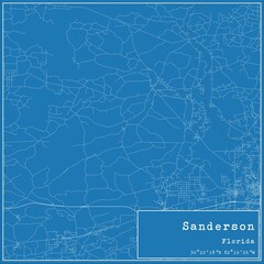 Blueprint US city map of Sanderson, Florida.