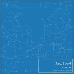 Blueprint US city map of Raiford, Florida.