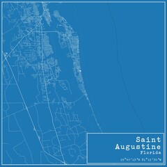 Blueprint US city map of Saint Augustine, Florida.