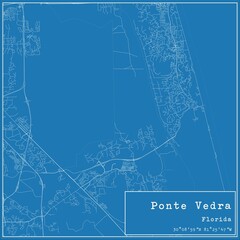 Blueprint US city map of Ponte Vedra, Florida.