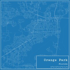 Blueprint US city map of Orange Park, Florida.
