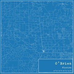 Blueprint US city map of O'Brien, Florida.