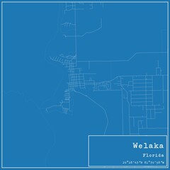 Blueprint US city map of Welaka, Florida.