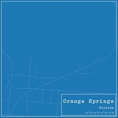 Blueprint US city map of Orange Springs, Florida.