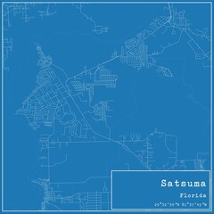 Blueprint US city map of Satsuma, Florida.
