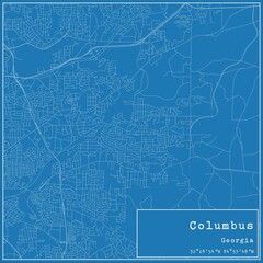 Blueprint US city map of Columbus, Georgia.