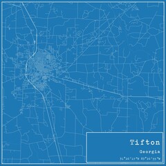 Fototapeta premium Blueprint US city map of Tifton, Georgia.
