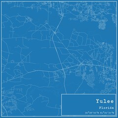 Blueprint US city map of Yulee, Florida.