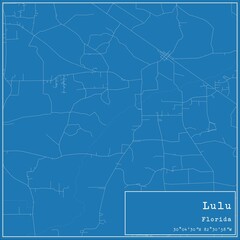 Blueprint US city map of Lulu, Florida.
