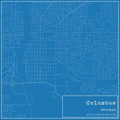Blueprint US city map of Columbus, Georgia.