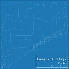 Blueprint US city map of Lanark Village, Florida.