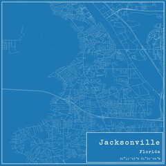 Blueprint US city map of Jacksonville, Florida.