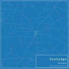 Blueprint US city map of Coolidge, Georgia.