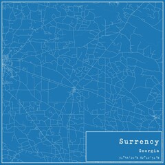 Blueprint US city map of Surrency, Georgia.