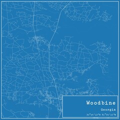 Blueprint US city map of Woodbine, Georgia.