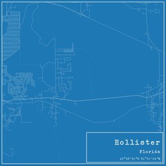 Blueprint US city map of Hollister, Florida.