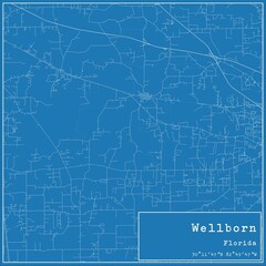 Blueprint US city map of Wellborn, Florida.