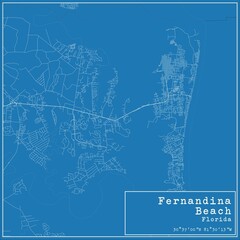 Blueprint US city map of Fernandina Beach, Florida.