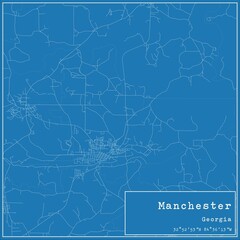 Fototapeta premium Blueprint US city map of Manchester, Georgia.