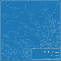 Blueprint US city map of Columbus, Georgia.