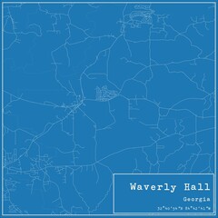 Blueprint US city map of Waverly Hall, Georgia.
