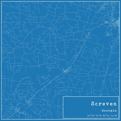 Blueprint US city map of Screven, Georgia.