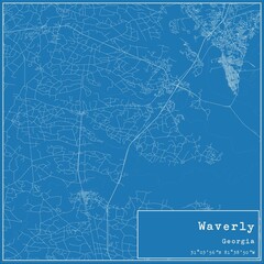 Blueprint US city map of Waverly, Georgia.