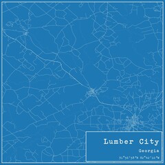 Obraz premium Blueprint US city map of Lumber City, Georgia.