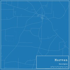Blueprint US city map of Morven, Georgia.