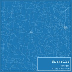 Blueprint US city map of Nicholls, Georgia.