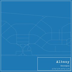 Blueprint US city map of Albany, Georgia.