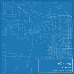 Blueprint US city map of Albany, Georgia.