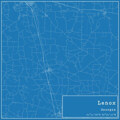 Blueprint US city map of Lenox, Georgia.