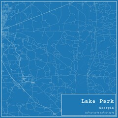 Blueprint US city map of Lake Park, Georgia.