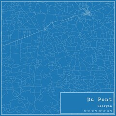 Blueprint US city map of Du Pont, Georgia.
