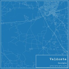 Blueprint US city map of Valdosta, Georgia.