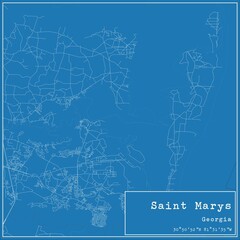 Blueprint US city map of Saint Marys, Georgia.