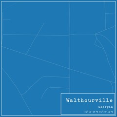 Blueprint US city map of Walthourville, Georgia.